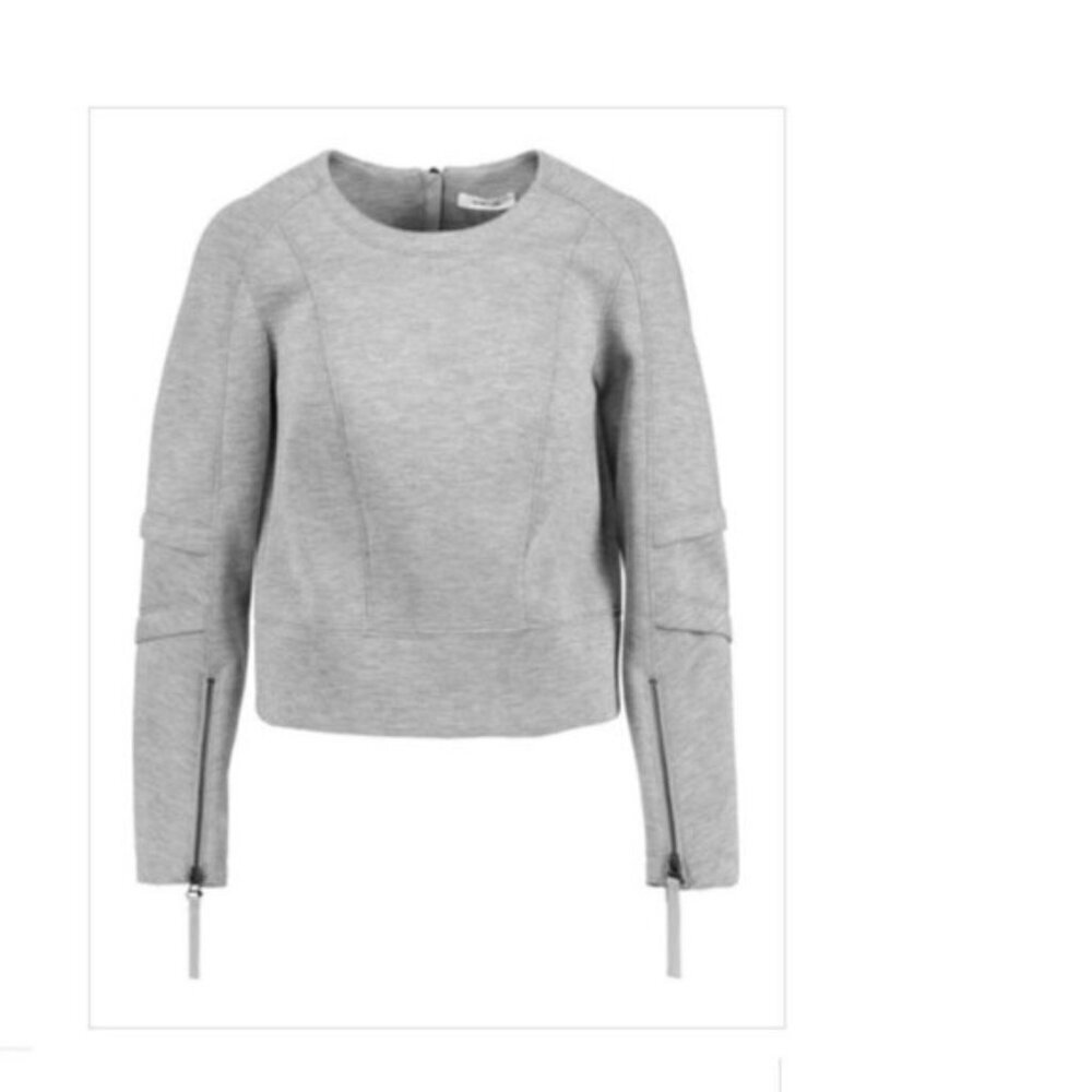 Helmut Lang Grey Modal Sweatshirt Zip Cuffs Back Zip Crew Neck Medium streetwear - Picture 2 of 13